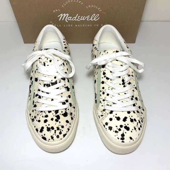 Madewell Sidewalk Calf Hair Low Top Sneakers Lace Up Splatter Paint Size 7 NEW - Picture 5 of 6